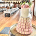 Macaron Tower with attached 6" cutting cake