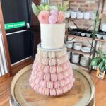 Macaron Tower with attached 6" cutting cake