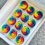 Cupcakes with Rainbow Buttercream Rosettes